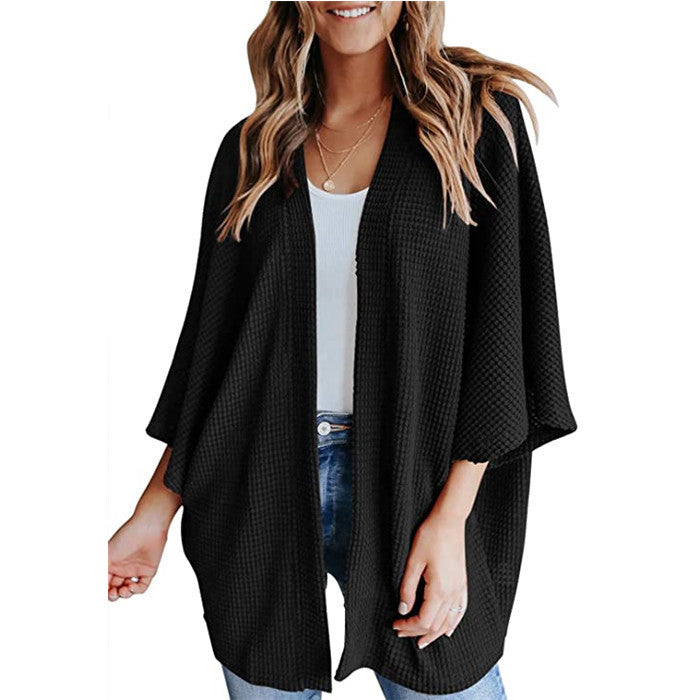 Damen lässiger Strickjacke im Waffelmuster Drune