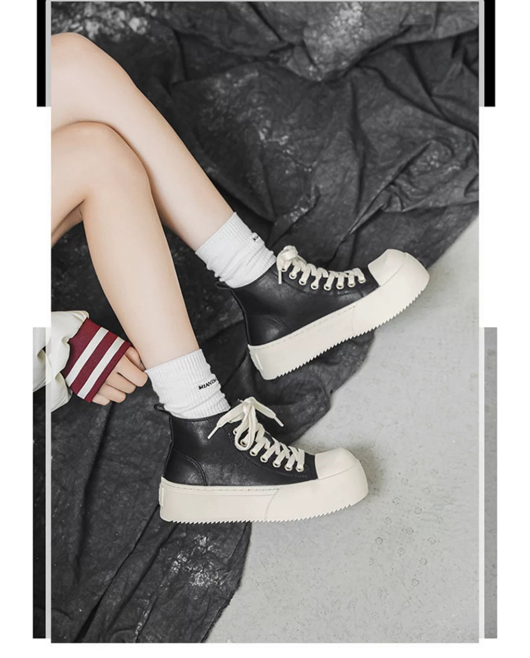 Damen Hohe Sneakers mit modischem Plateau und robustem Obermaterial Drune