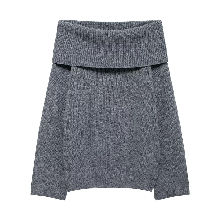 Damen Grobstrick-Oversize-Pullover mit weitem Umschlagkragen Drune