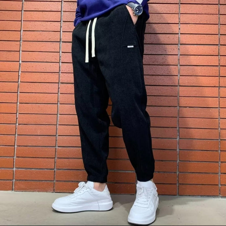 Herren Lockere Cord-Jogginghose mit elastischem Bund und Kordelzug Drune