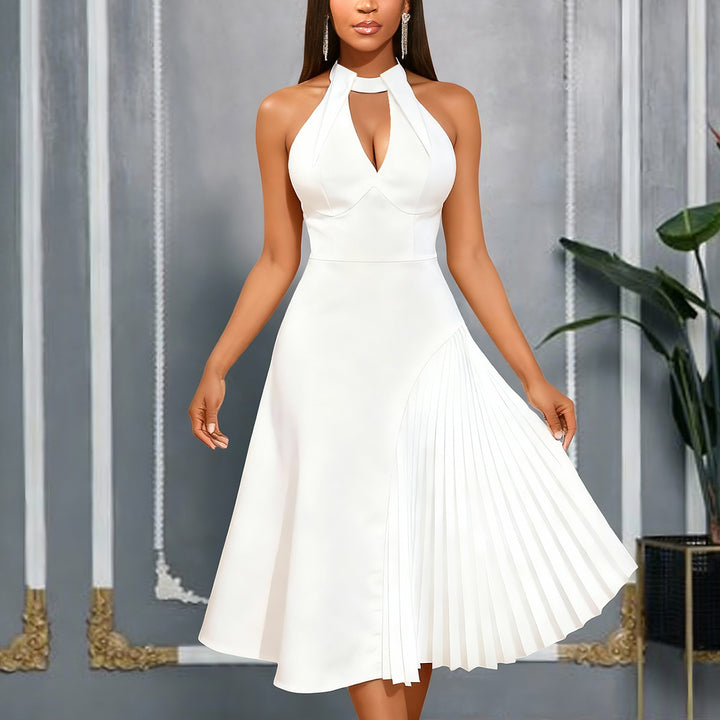 Damen Elegantes Midikleid mit Plissee-Detail Drune