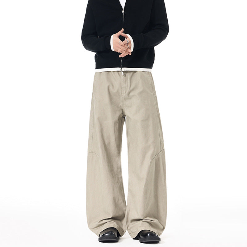 Herren Ultraweite Palazzo-Baggy-Hose mit tiefem Schritt und entspanntem Bund Drune
