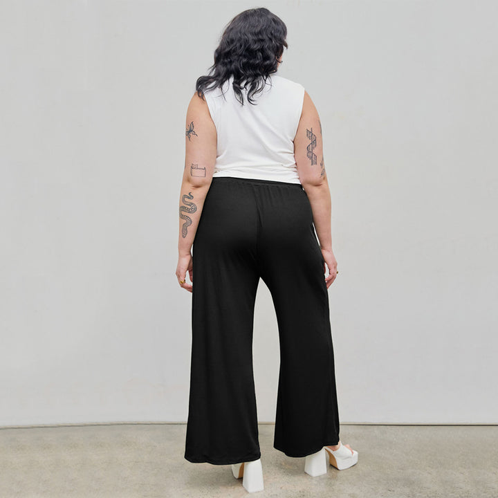Damen weite Freizeithose mit elastischem Bund und praktischem Kordelzug Drune