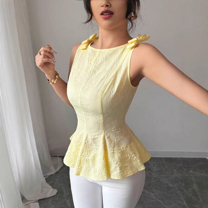 Damen Peplum-Top mit floralen Details Drune