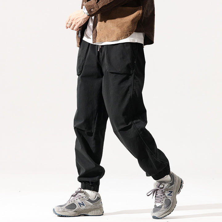 Herren Cargo-Jogginghose im Utility-Streetstyle mit Elastikbund, Tunnelzug und verstärkten Kniepaneelen Drune