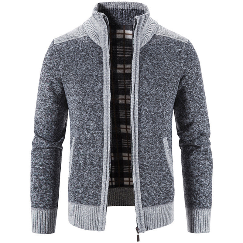 Herren Strickjacke mit modernem Stehkragen und strukturiertem Design Drune