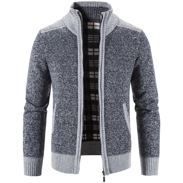 Herren Strickjacke mit modernem Stehkragen und strukturiertem Design Drune