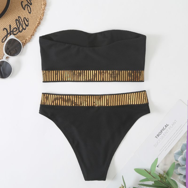 Damen Bandeau-Bikini mit goldenen Akzenten Drune