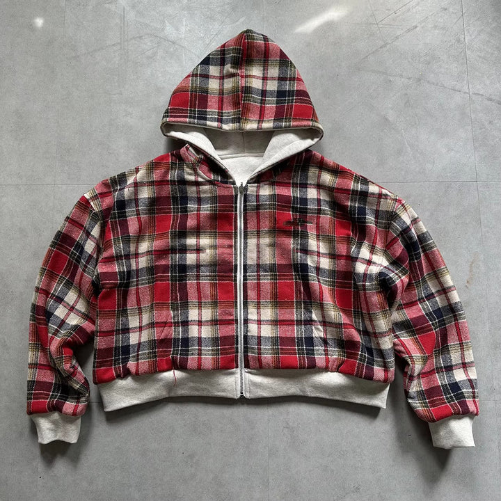 Damen Kapuzenjacke mit kariertem Innenfutter und praktischem Reißverschluss Drune