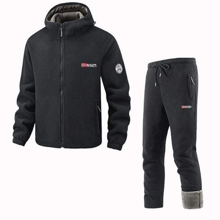 Herren Thermo-Fleece-Set mit Kapuzenjacke, Sherpa-gefüttert und elastischer Jogginghose Drune