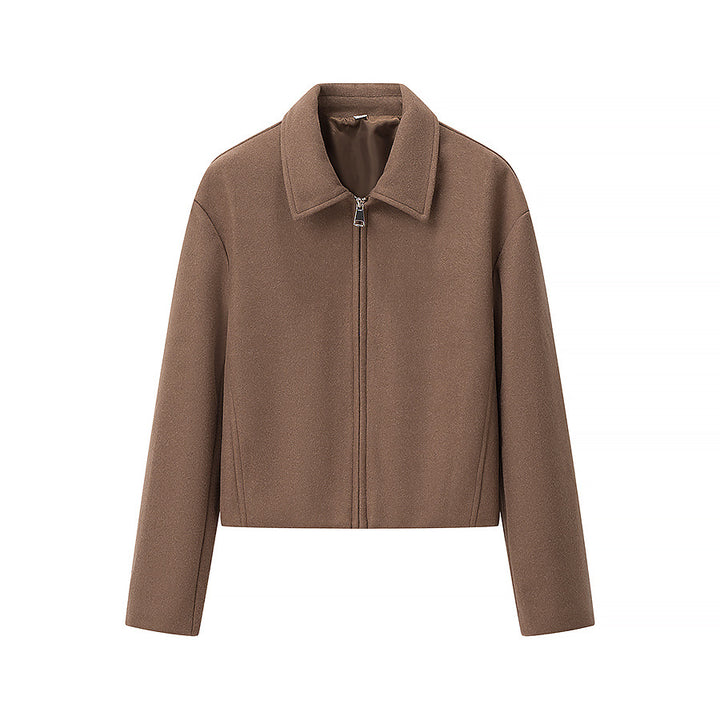 Damen Kurzjacke aus Wollmix mit Reißverschluss und kastiger Oversize-Silhouette Drune
