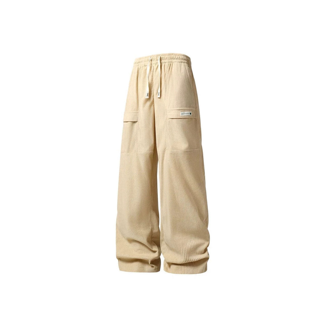 Herren Weite Cord-Cargohose mit Tunnelzugbund, Klapptaschen & gerippter Struktur Drune