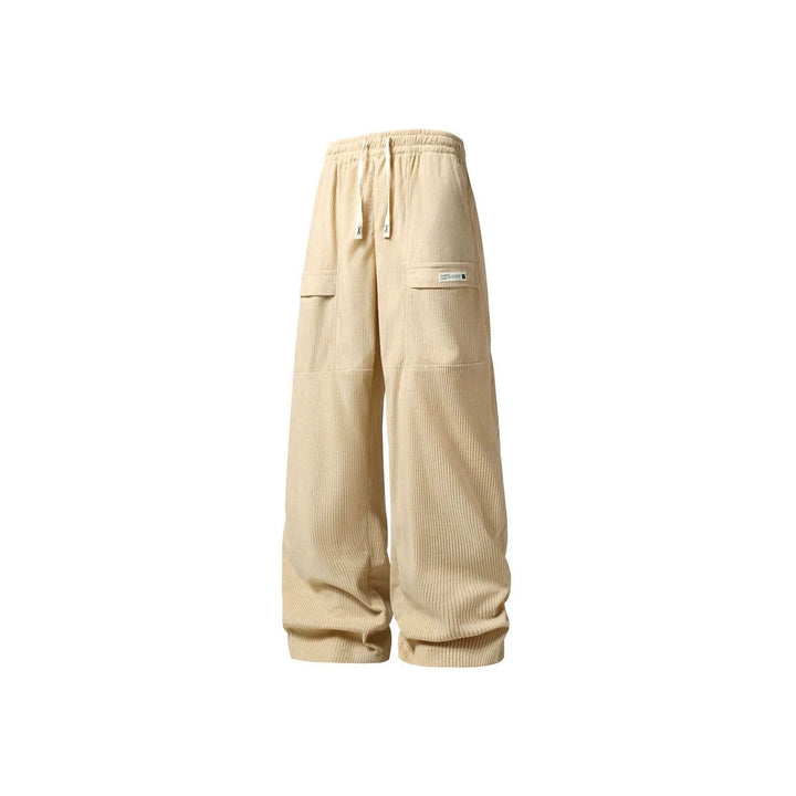 Herren Weite Cord-Cargohose mit Tunnelzugbund, Klapptaschen & gerippter Struktur Drune