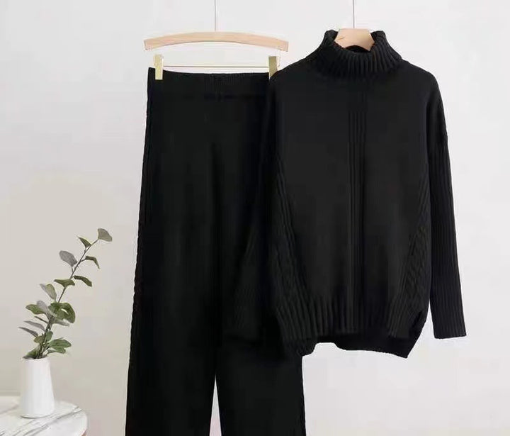 Damen Strickpullover mit hohem Kragen und strukturiertem Design Drune