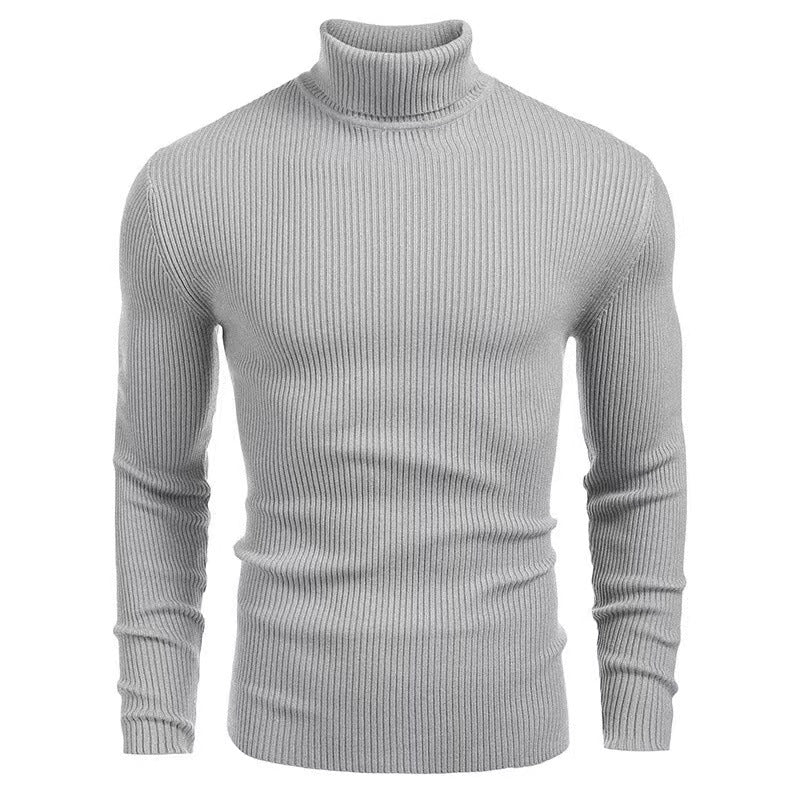 Herren nan Rippstrick Rollkragenpullover figurnaher elastischer Feinstrick Drune