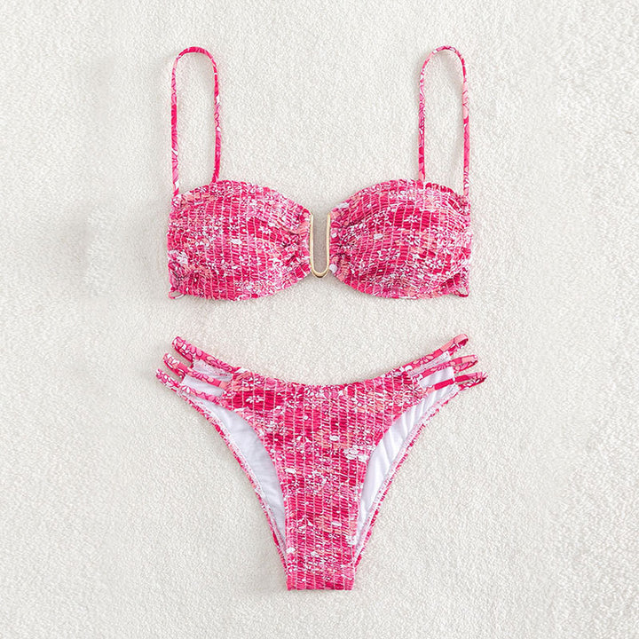 Damen Bikini-Set mit verspieltem Mustermix und modernen Schnürdetails Drune