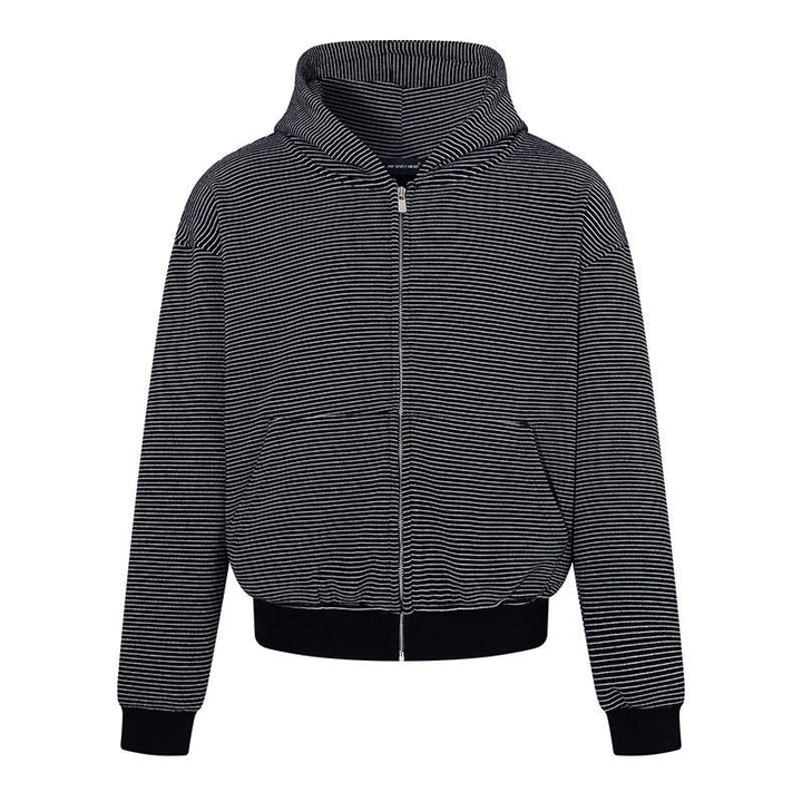 Damen Feinringel-Zipjacke mit hohem Stehkragen, Kängurutaschen und elastischem Saum Drune