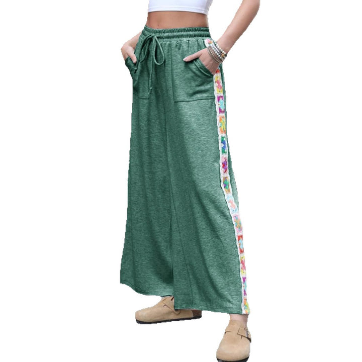 Damen Weite Freizeithose mit buntem Seitenstreifen Drune