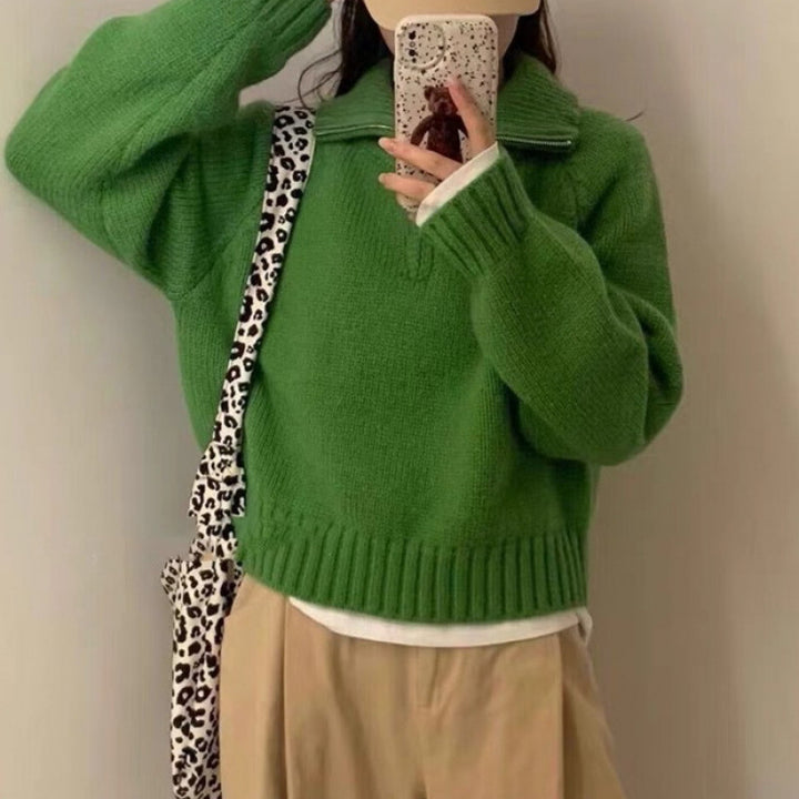 Damen Strickpullover mit hochgeschlossenem Reißverschluss Drune