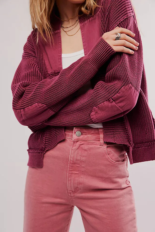 Damen Modische Strickjacke mit großen Taschen