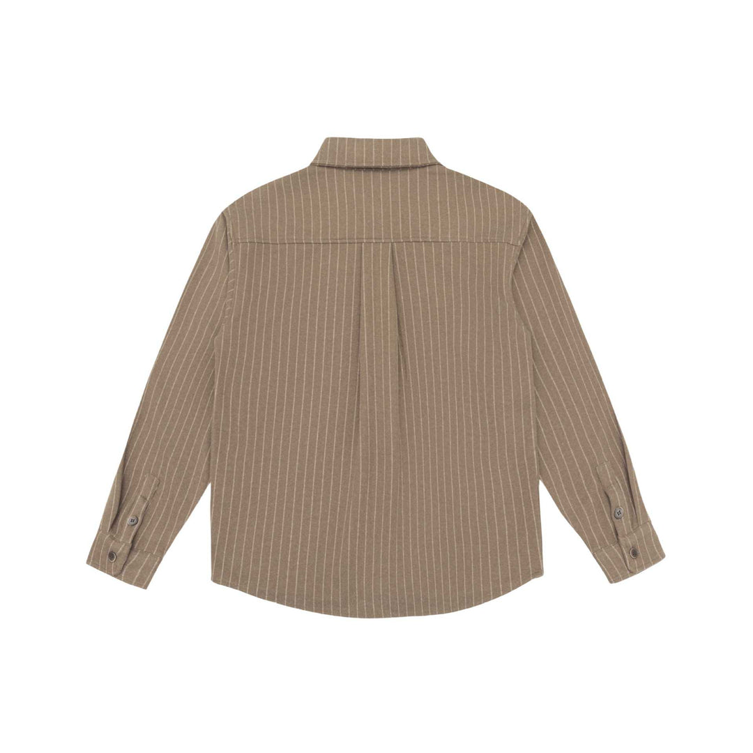 Damen Oversize-Hemdjacke mit markanter Schulterpasse und Nadelstreifen Drune