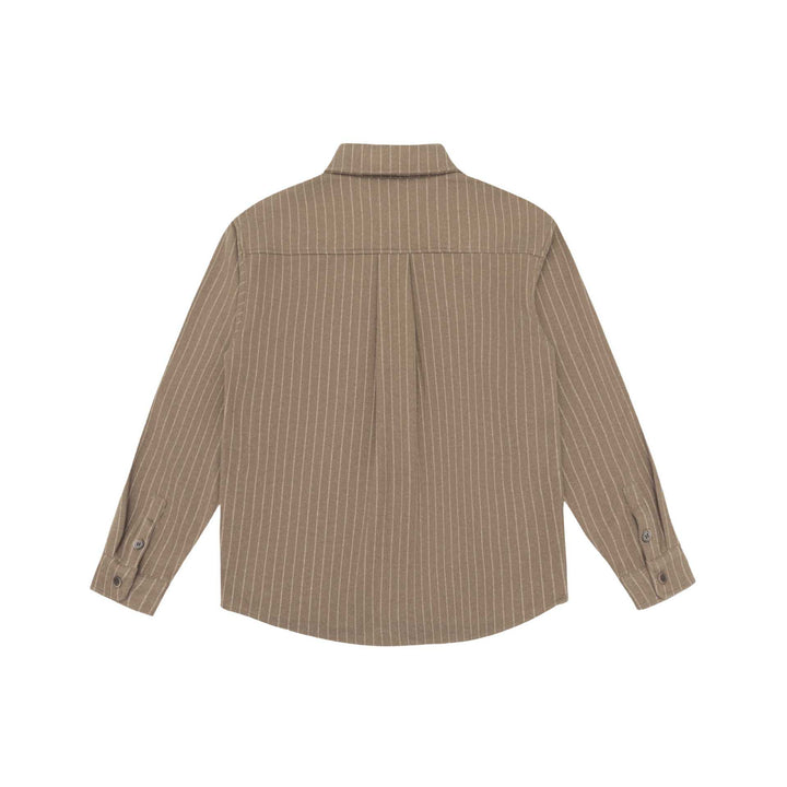 Damen Oversize-Hemdjacke mit markanter Schulterpasse und Nadelstreifen Drune