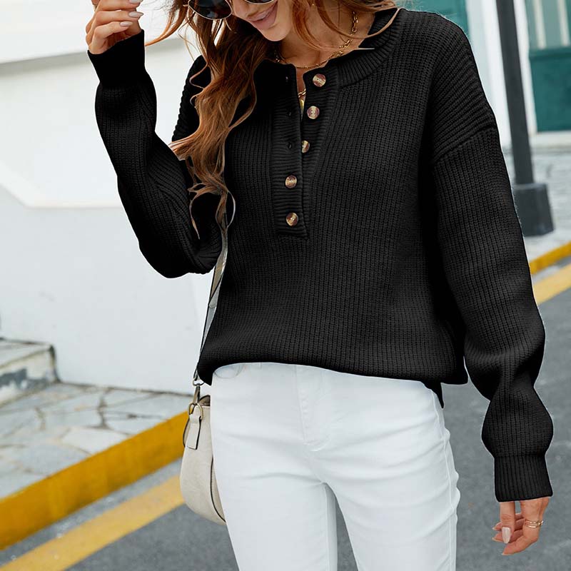 Drune | Klassischer Pullover Aus Einfarbigem Strickstoff