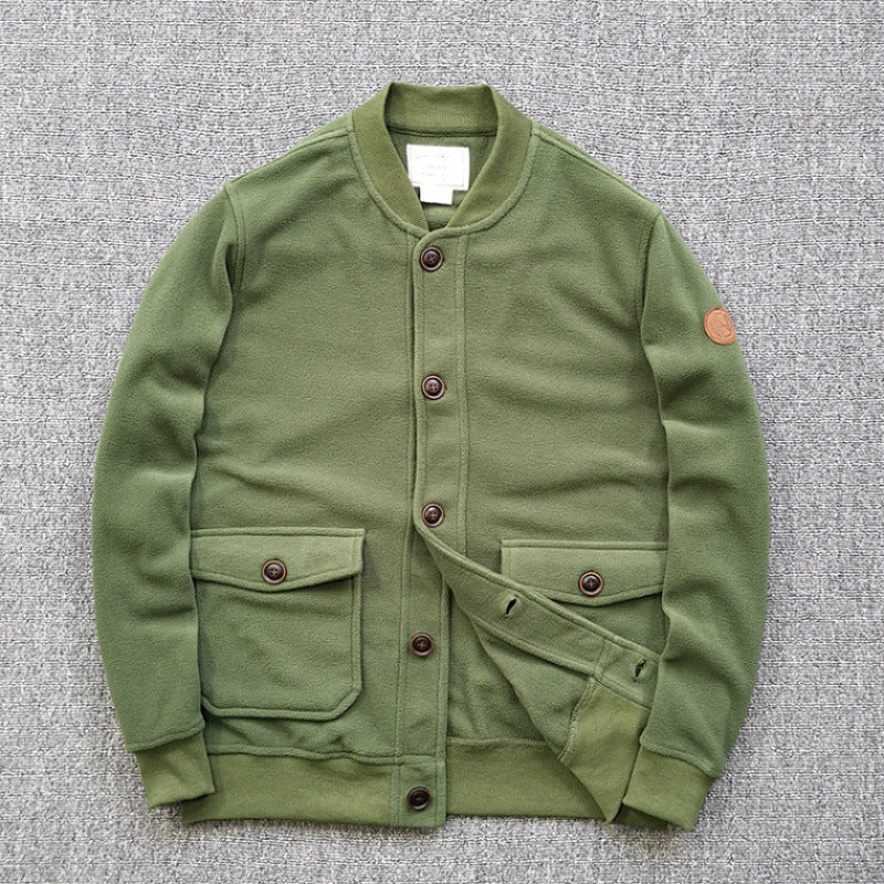 Damen lässige Sweatjacke mit Knopfleiste und praktischen Taschen Drune