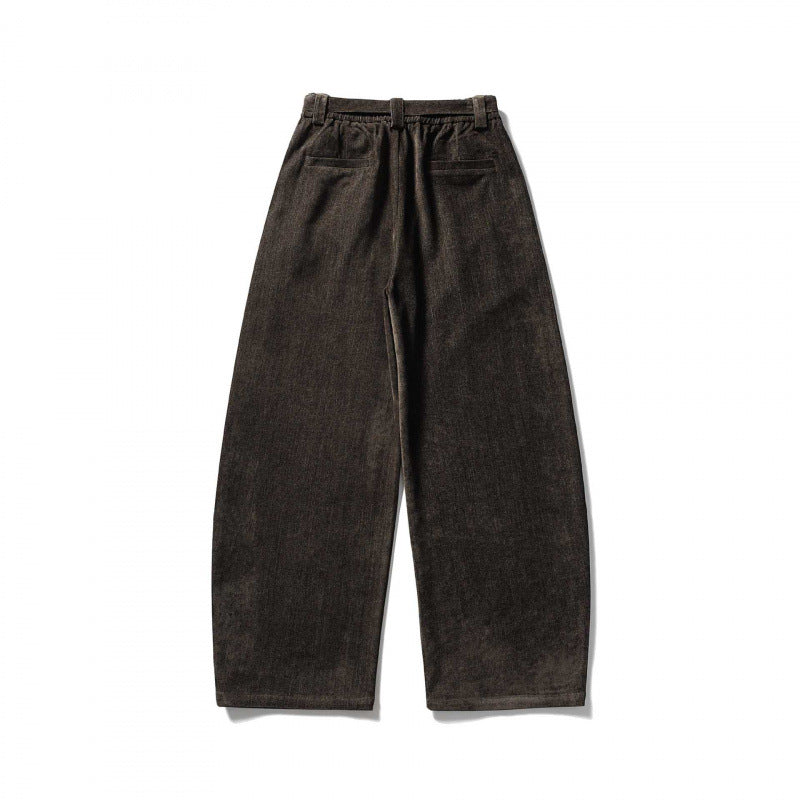 Damen Weite Highwaist-Hose mit Bundfalten, Balloon-Silhouette und Stoffgürtel Drune