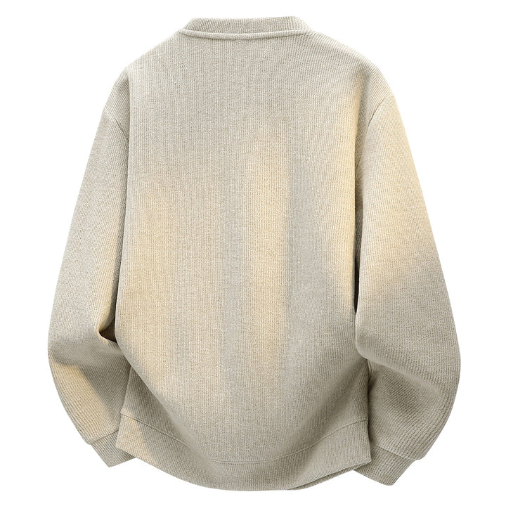 Herren Oversize Strukturierter Henley-Strickpullover mit dreifacher Knopfleiste Drune