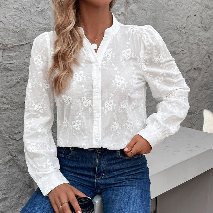 Damen Elegante Bestickte Bluse Drune