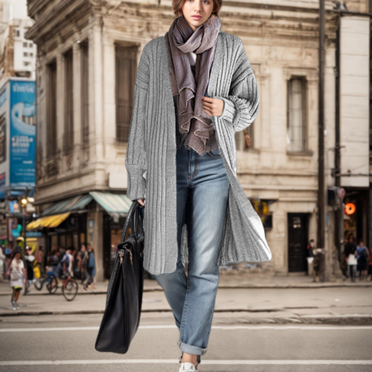 Damen Langstrickjacke mit offenem Design und современной Struktur Drune