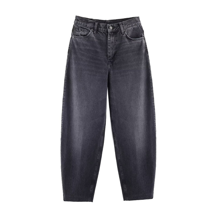 Damen High-Waist Balloon-Jeans mit weitem Oberschenkel und zulaufendem Saum Drune