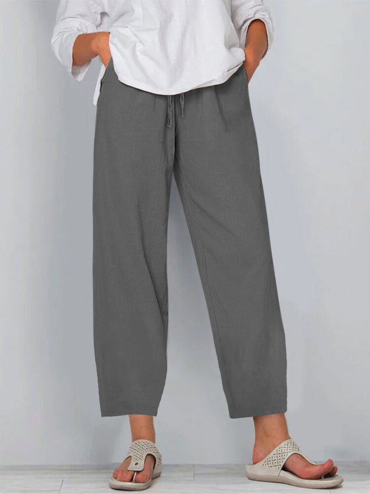 Damen Relaxed Culotte-Hosen mit Kordelzug, Seitentaschen und Knöchellänge Drune