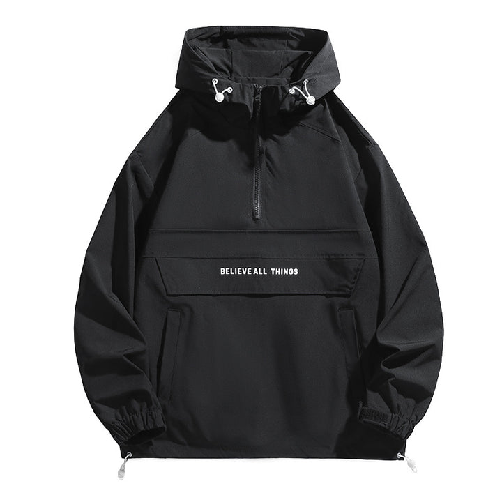 Damen Kapuzen-Anorak mit halbem Reißverschluss, Kängurutasche & verstellbarem Saum Drune