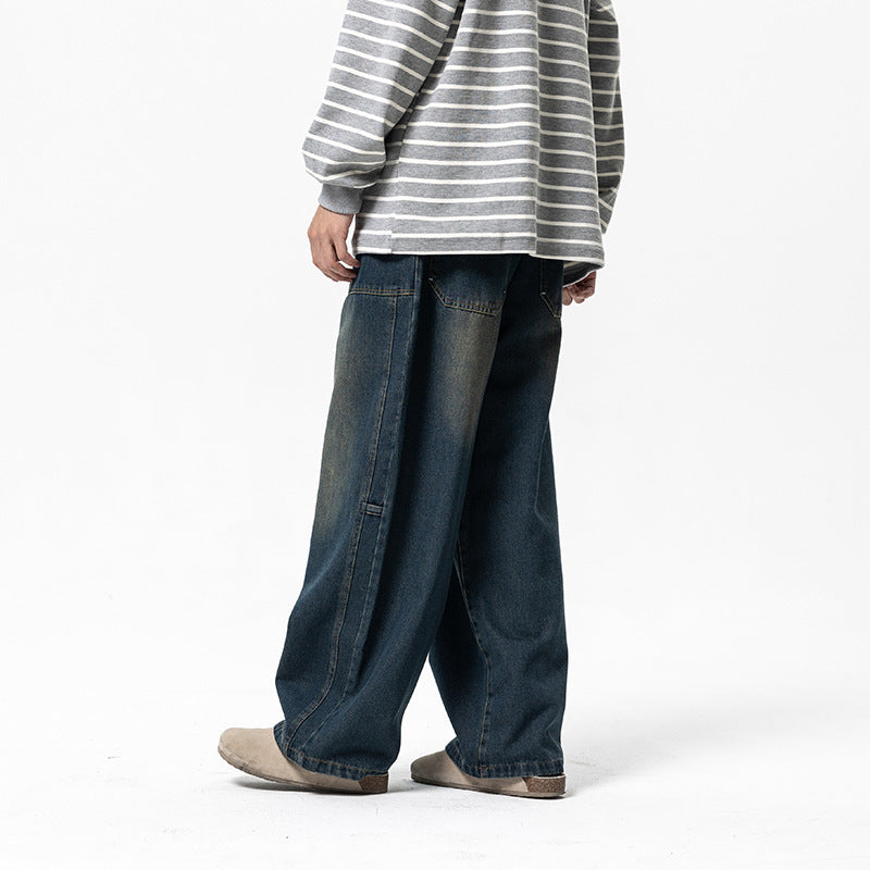 Damen Weite High‑Waist Denim‑Culotte mit elastischem Bund und aufgesetzten Taschen Drune