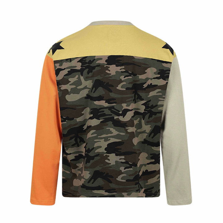 Unisex Langarmshirt im Vintage-Sportstil mit Nummernprint und Stern-Applikationen Drune