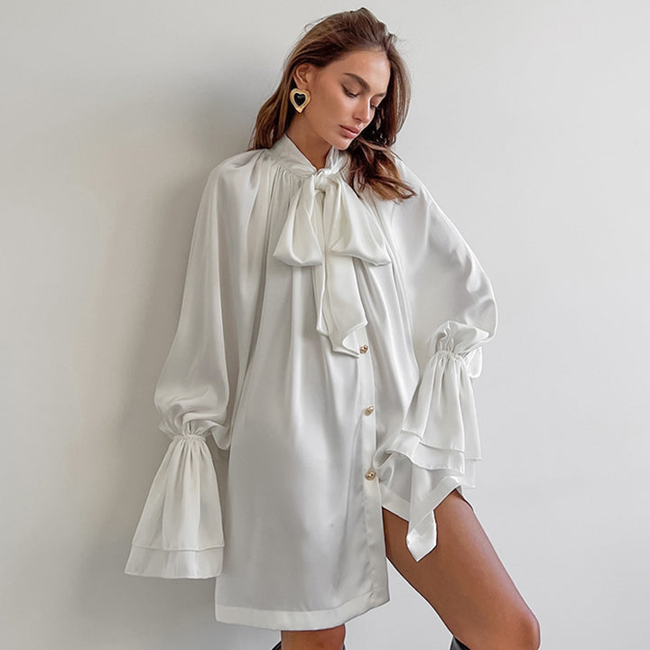 Damen Modisches Hemdblusenkleid mit eleganten Schulterdetails Drune