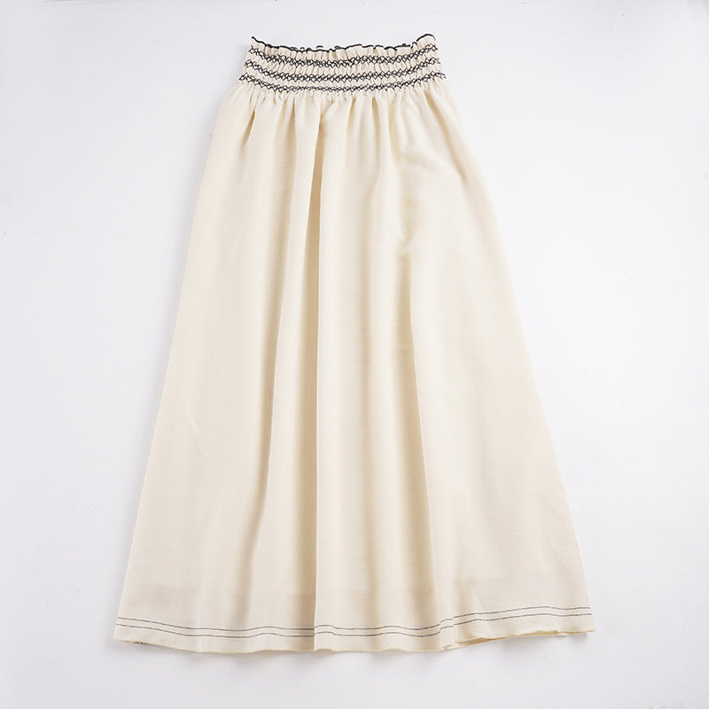 Damen Midirock mit Smokbund hoher Taille und ausgestellter A‑Linie Drune