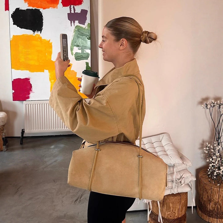 Damen lässige Oversized-Jacke mit Taillenschnürung Drune