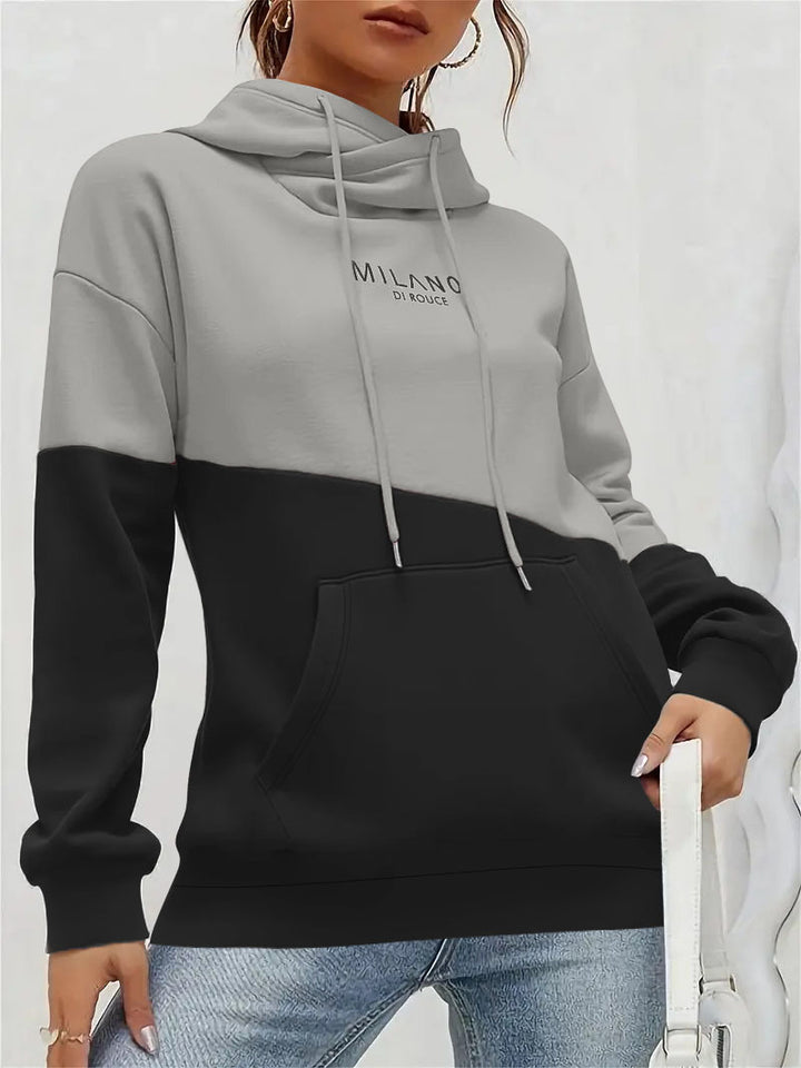 Damen Kapuzenpullover mit Colourblock, Kängurutasche und Oversize-Passform Drune