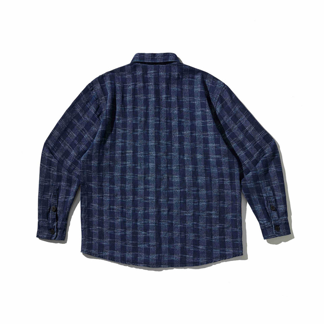 Herren Karo-Denim Hemdjacke mit abgerundetem Saum Drune