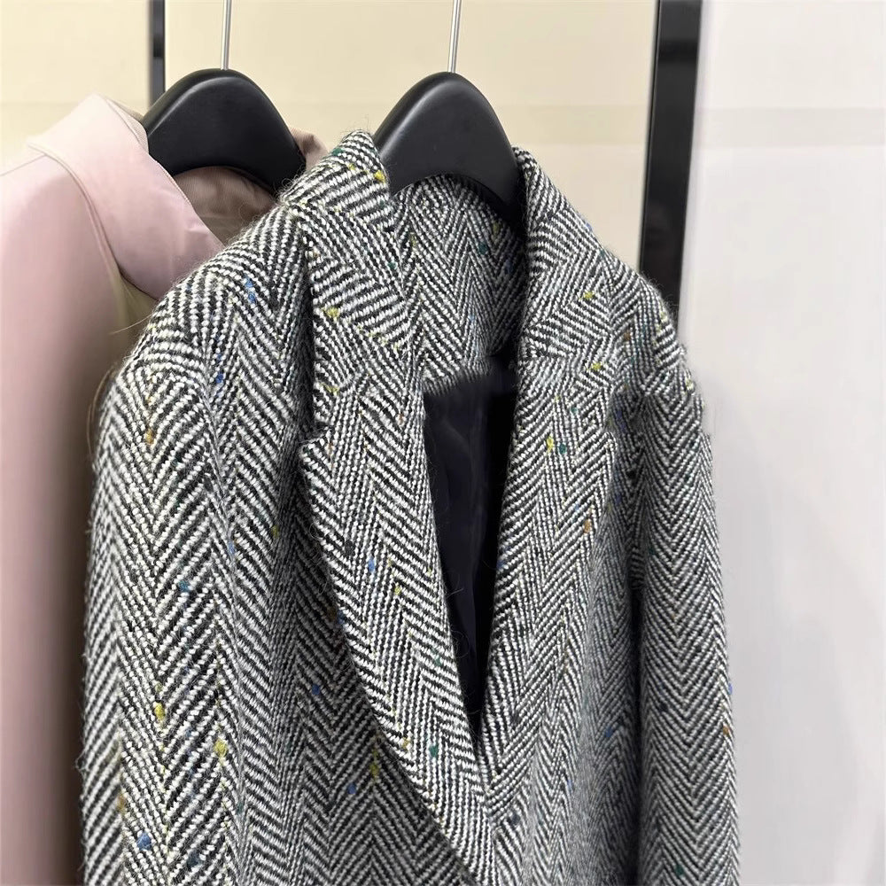 Damen Klassischer Herringbone Blazer Drune