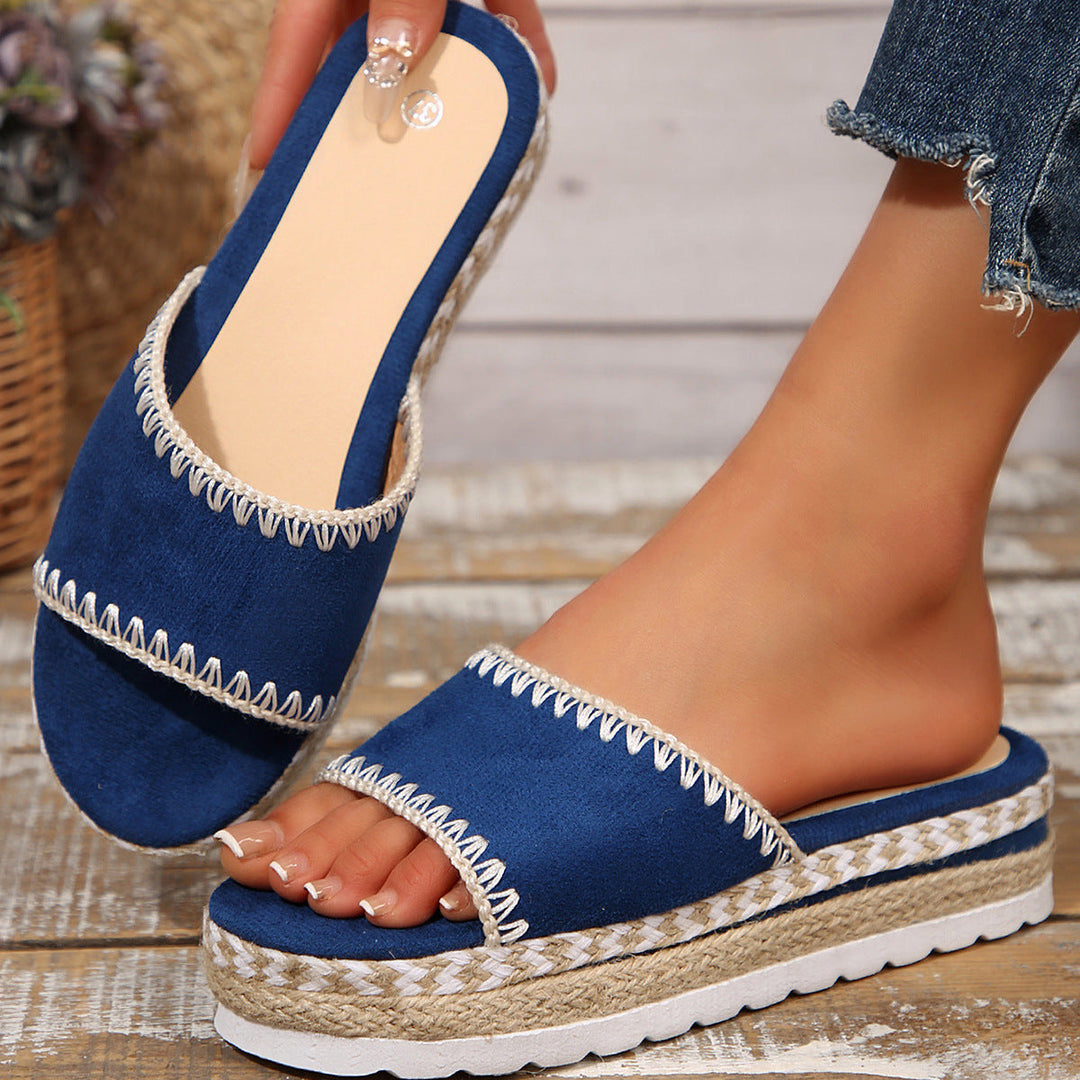 Damen Espadrille-Slipper mit geflochtenem Absatz Drune