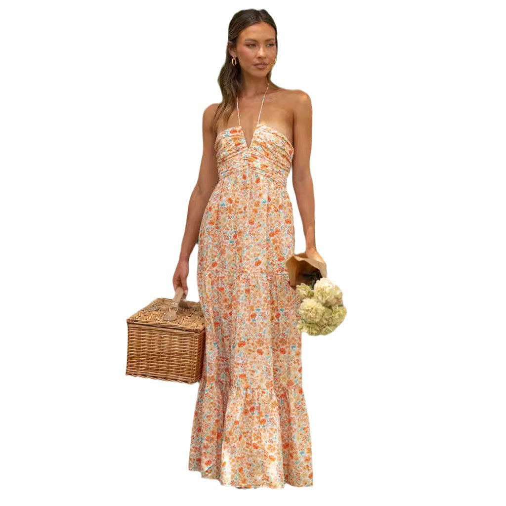 Damen Maxikleid mit floralen Mustern Drune