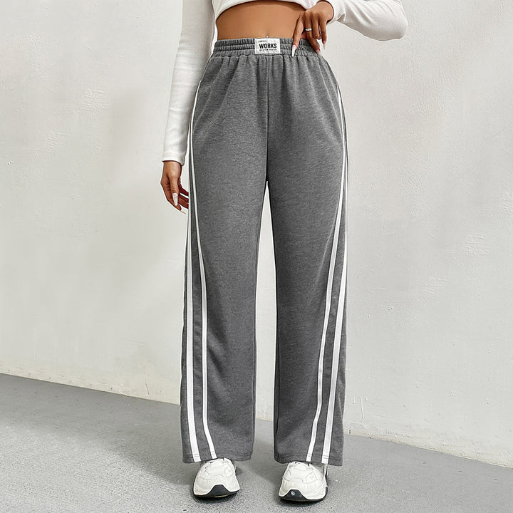 Damen Sportliche Freizeithose mit weitem Schnitt und kontrastierenden Streifen Drune
