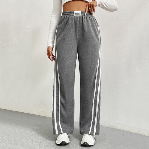 Damen Sportliche Freizeithose mit weitem Schnitt und kontrastierenden Streifen Drune