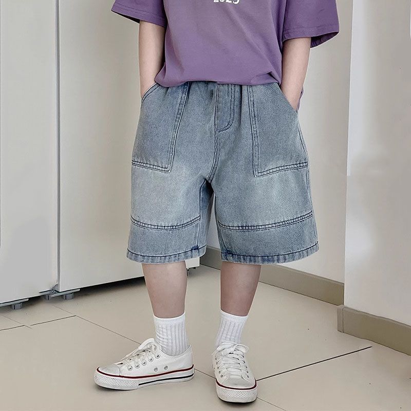 Unisex lässige Denim-Shorts mit hohem Bund Drune