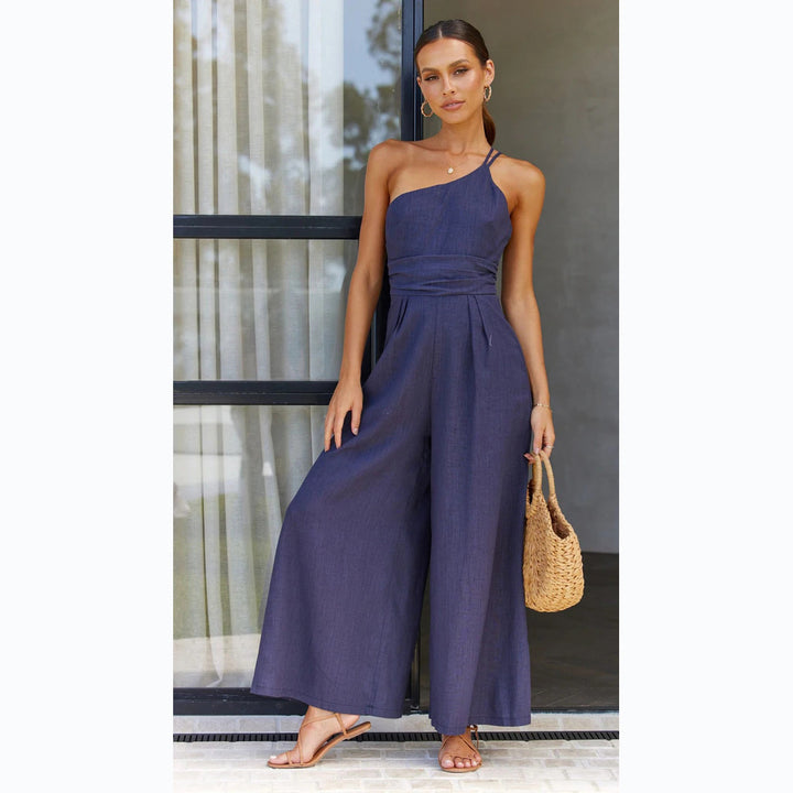 Damen Jumpsuit mit weitem Bein und schickem Spaghettiträger Drune