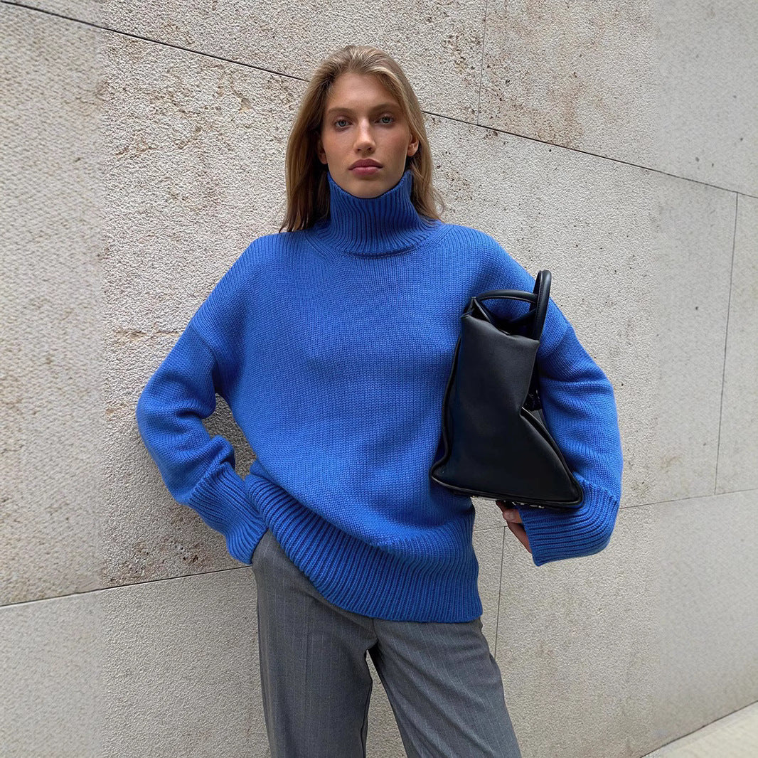 Damen Kuscheliger Rollkragenpullover aus hochwertiger Baumwollmischung mit lockerer Passform Drune